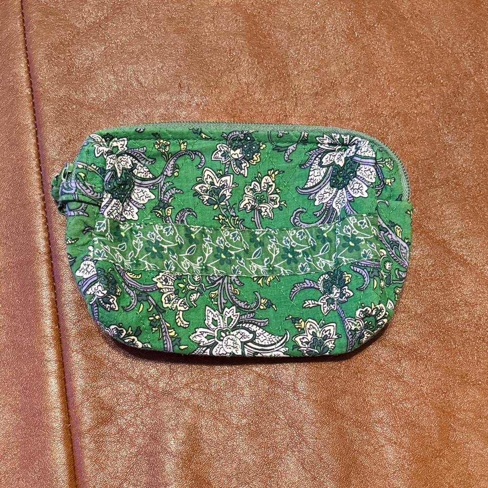 Vintage Vera Bradley Green Floral Cosmetic Bag